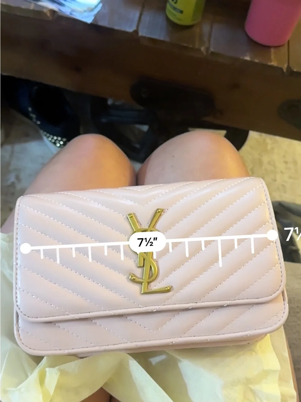 Source Unknown Blush Pink Quilted Leather Chain Crossbody with Gold Hardware